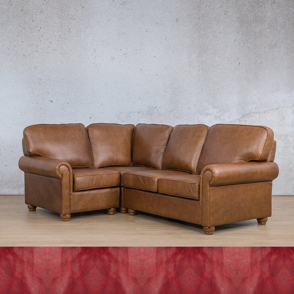 Salisbury Leather L-Sectional 4 Seater - LHF Leather Sectional Leather Gallery Royal Ruby