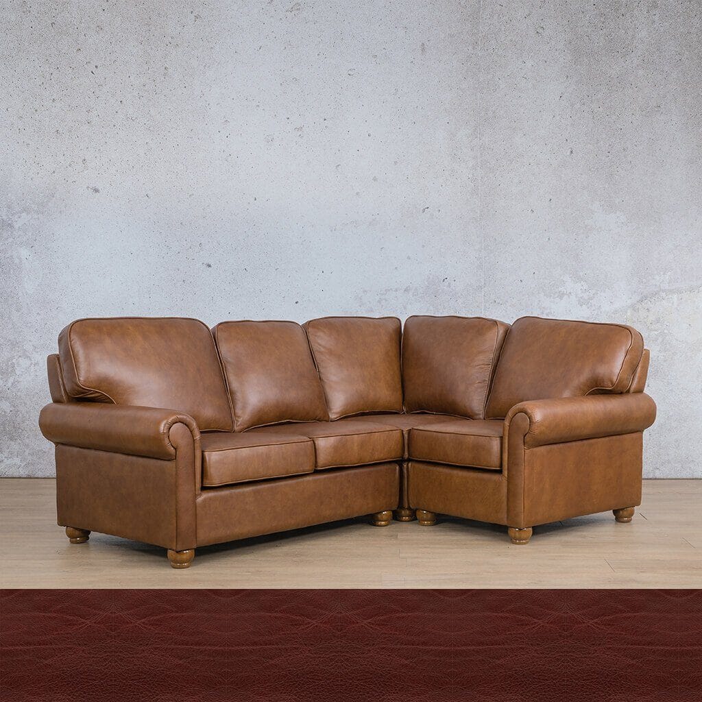 Salisbury Leather L-Sectional 4 Seater - RHF Leather Sectional Leather Gallery Czar Ruby