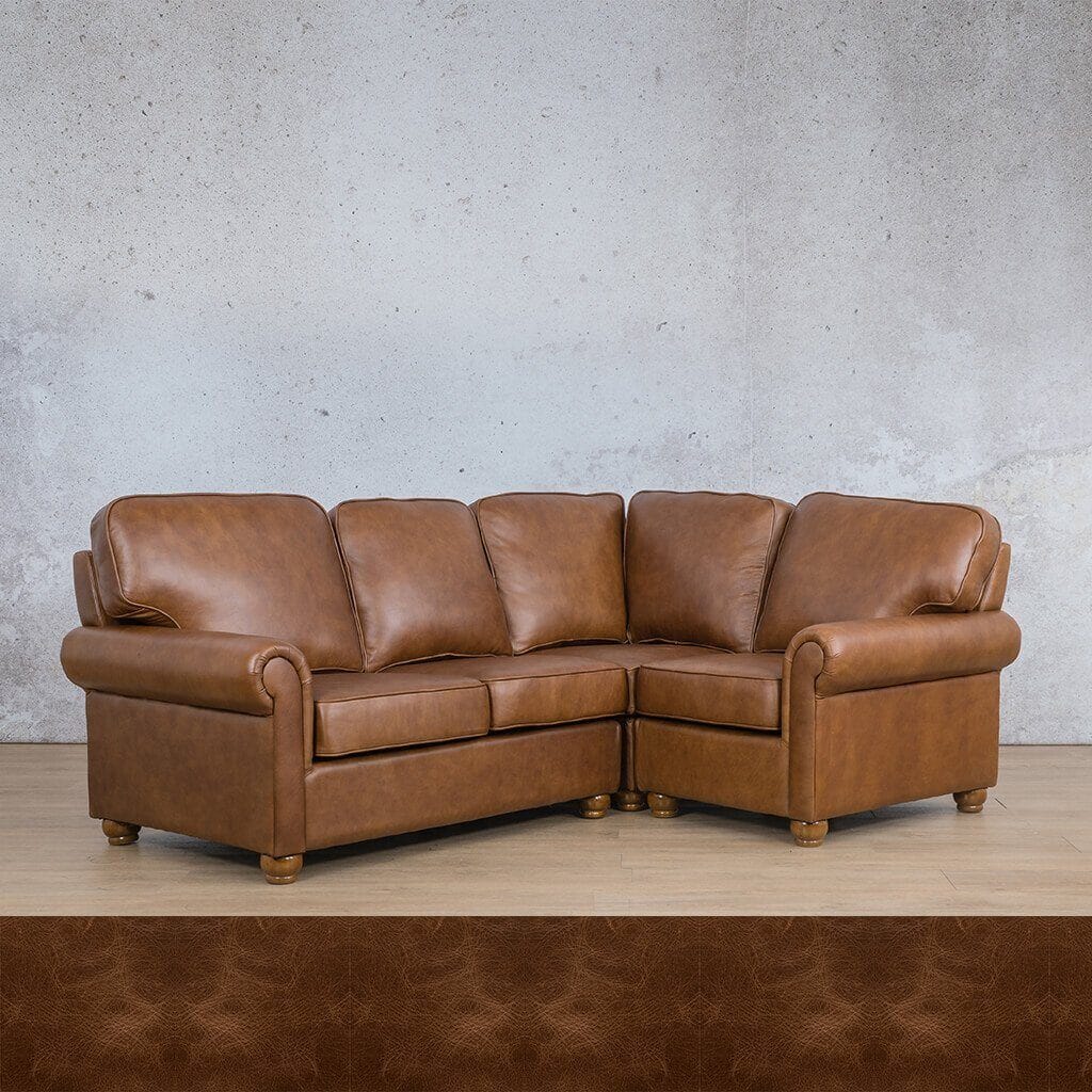 Salisbury Leather L-Sectional 4 Seater - RHF Leather Sectional Leather Gallery Royal Cognac