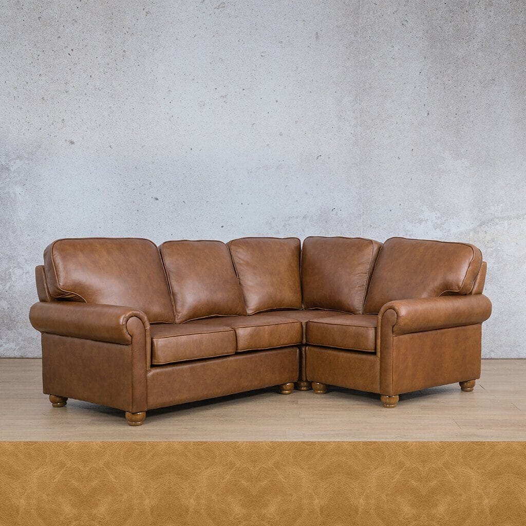 Salisbury Leather L-Sectional 4 Seater - RHF Leather Sectional Leather Gallery Royal Hazelnut