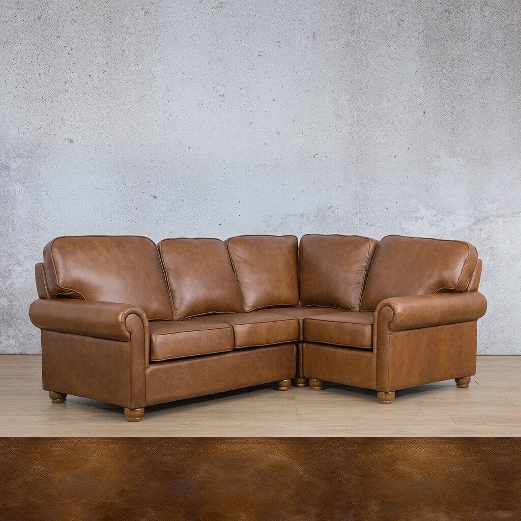 Salisbury Leather L-Sectional 4 Seater - RHF Leather Sectional Leather Gallery Royal Walnut