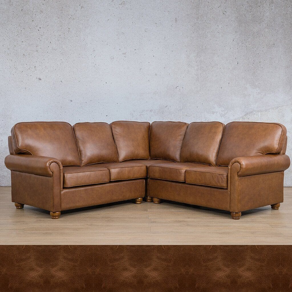 Salisbury Leather L-Sectional - 5 Seater Leather Sectional Leather Gallery Royal Cognac