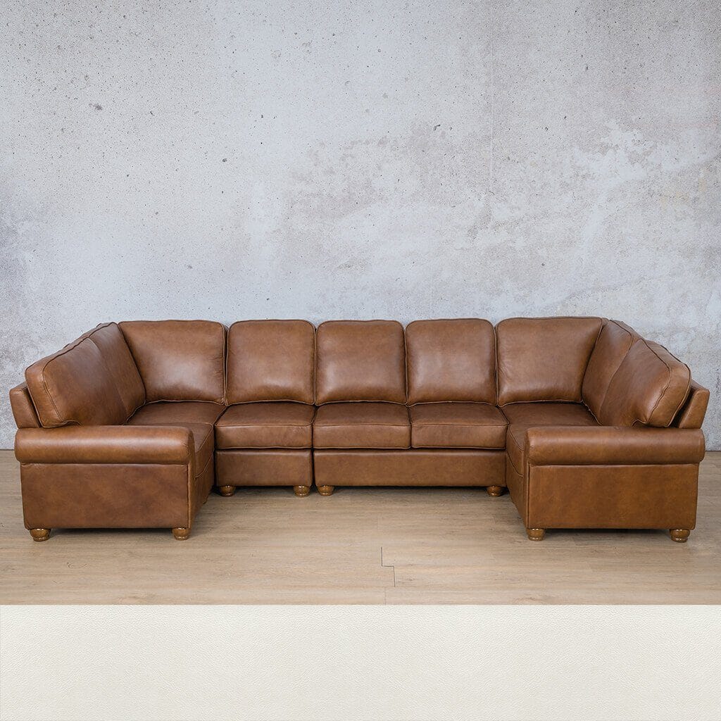 Salisbury Leather Modular U-Sofa Sectional Leather Sectional Leather Gallery Czar White