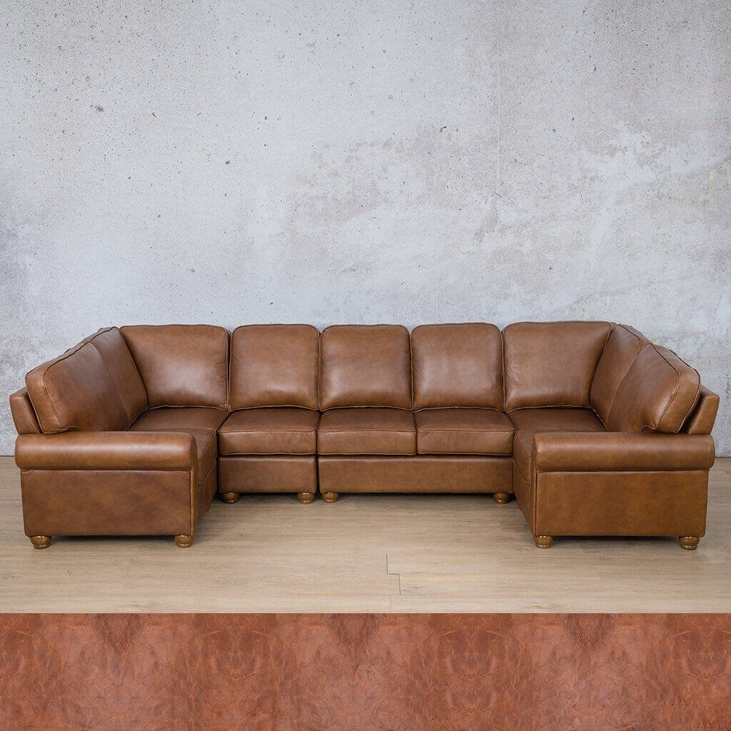 Salisbury Leather Modular U-Sofa Sectional Leather Sectional Leather Gallery Royal Saddle