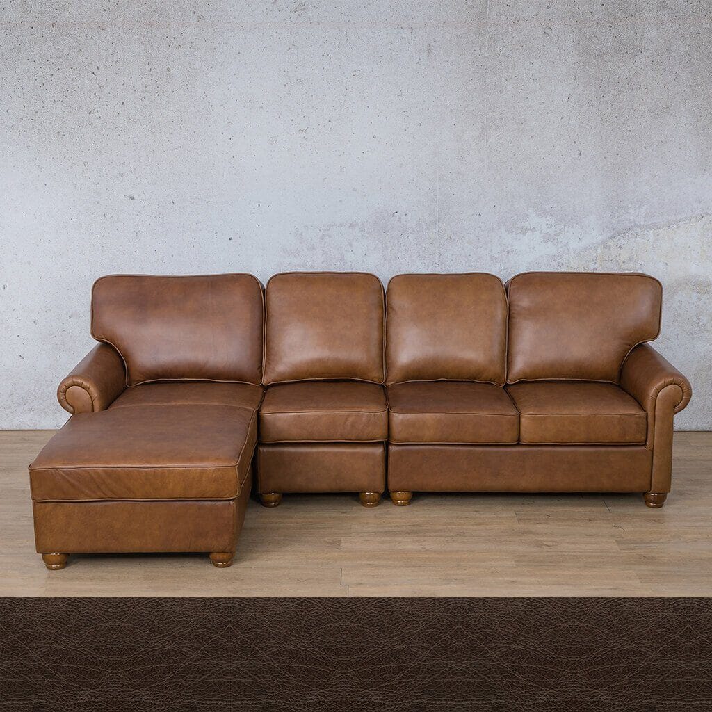 Salisbury Leather Sofa Chaise Modular Sectional - LHF Leather Sectional Leather Gallery