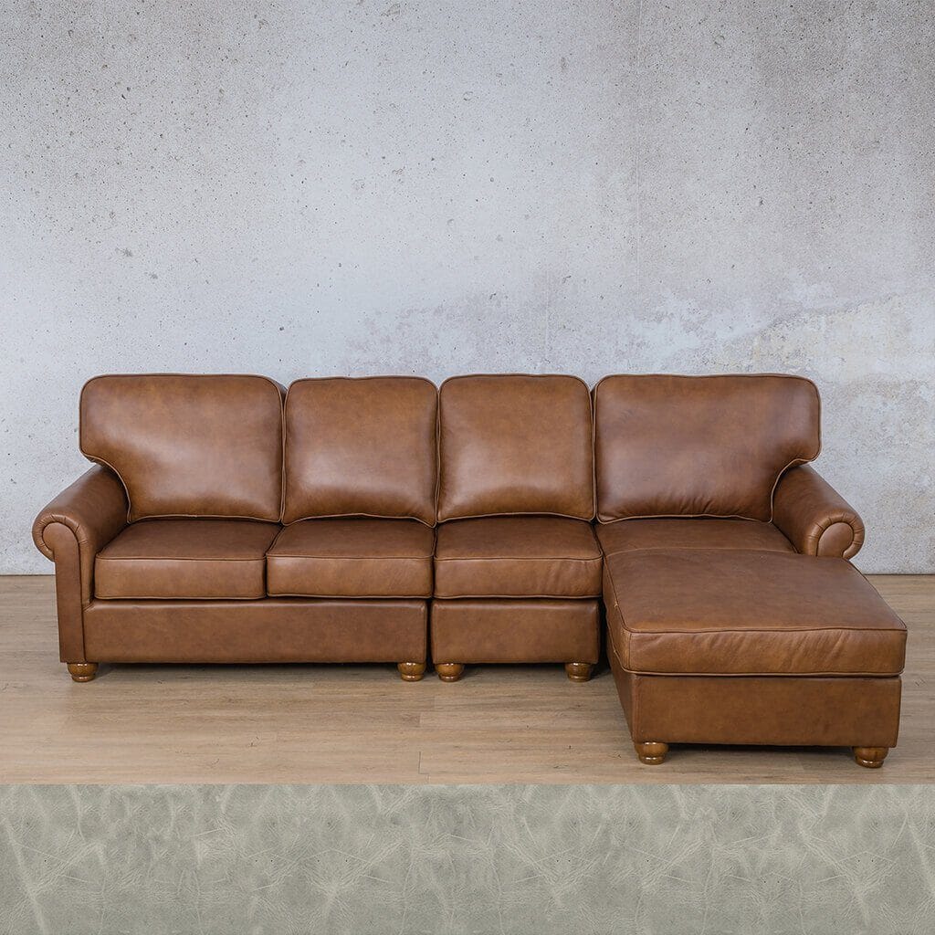 Salisbury Leather Sofa Chaise Modular Sectional - RHF Leather Sectional Leather Gallery