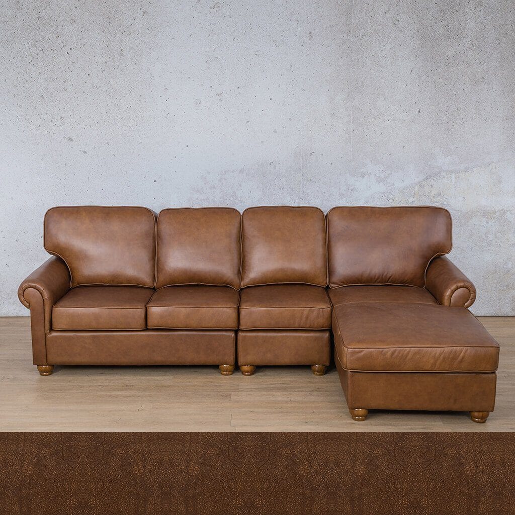 Salisbury Leather Sofa Chaise Modular Sectional - RHF Leather Sectional Leather Gallery