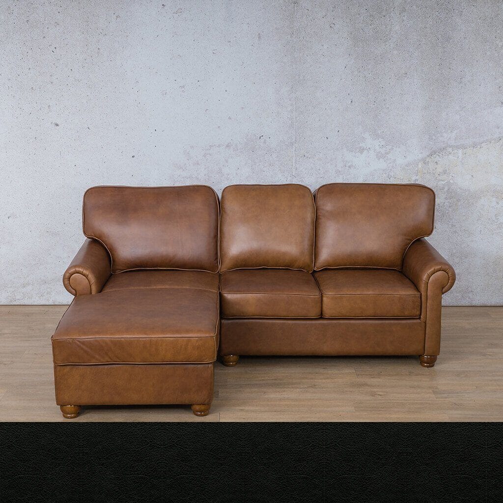 Salisbury Leather Sofa Chaise Sectional - LHF Leather Sectional Leather Gallery Czar Black