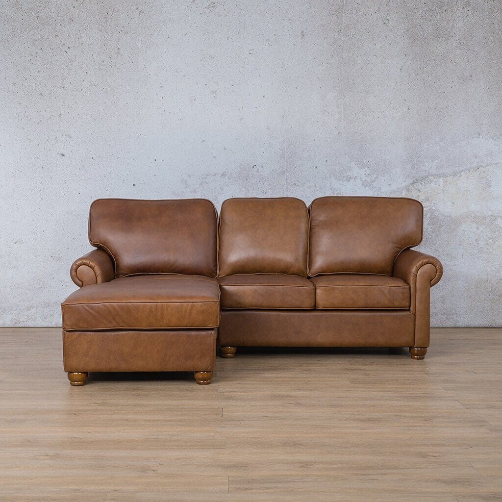 Salisbury Leather Sofa Chaise Sectional - LHF Leather Sectional Leather Gallery Czar Pecan