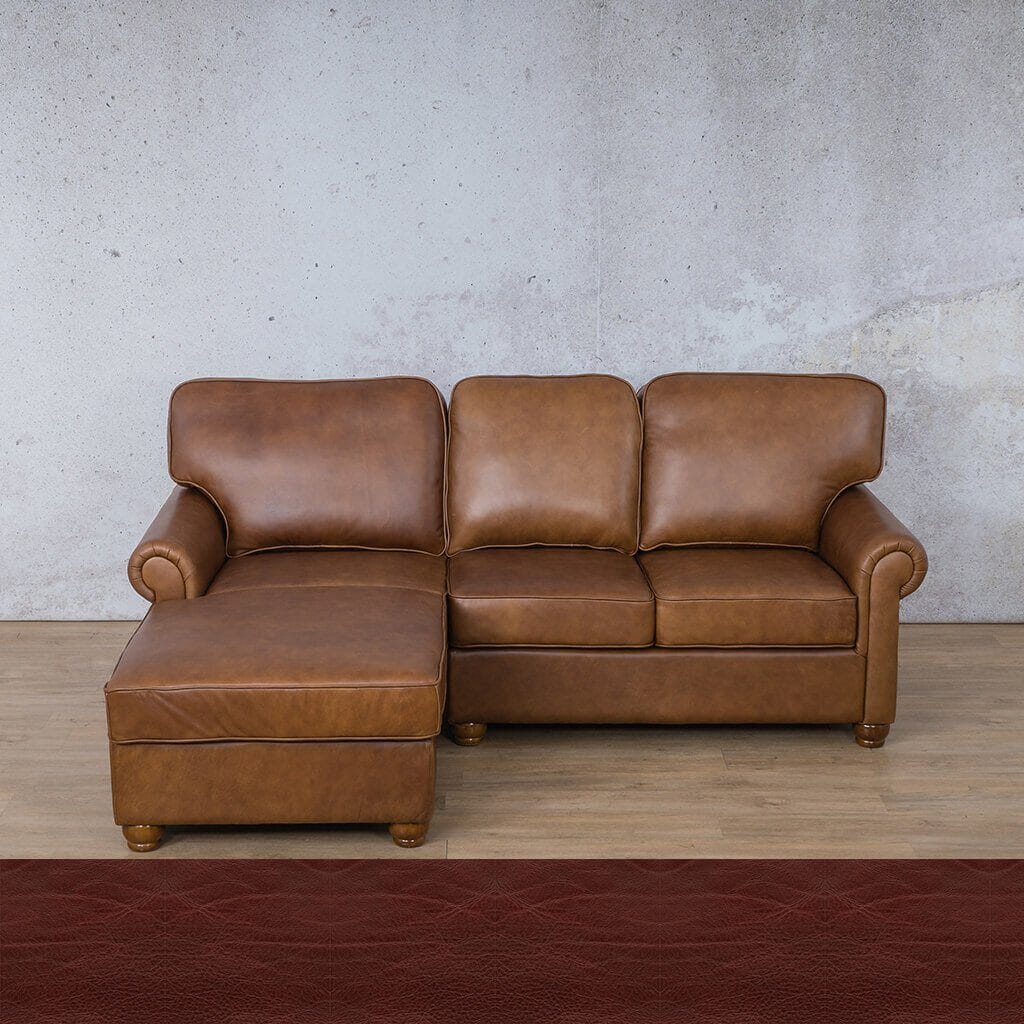 Salisbury Leather Sofa Chaise Sectional - LHF Leather Sectional Leather Gallery Czar Ruby