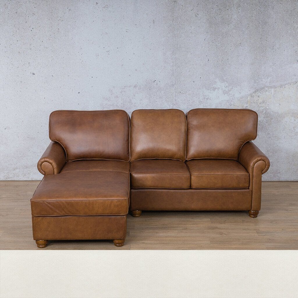 Salisbury Leather Sofa Chaise Sectional - LHF Leather Sectional Leather Gallery Czar White
