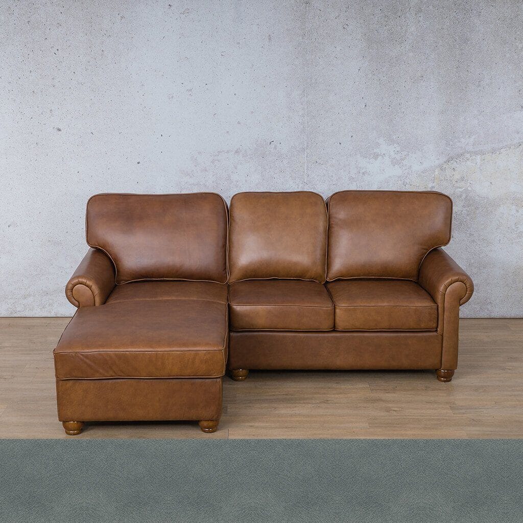 Salisbury Leather Sofa Chaise Sectional - LHF Leather Sectional Leather Gallery Flux Blue