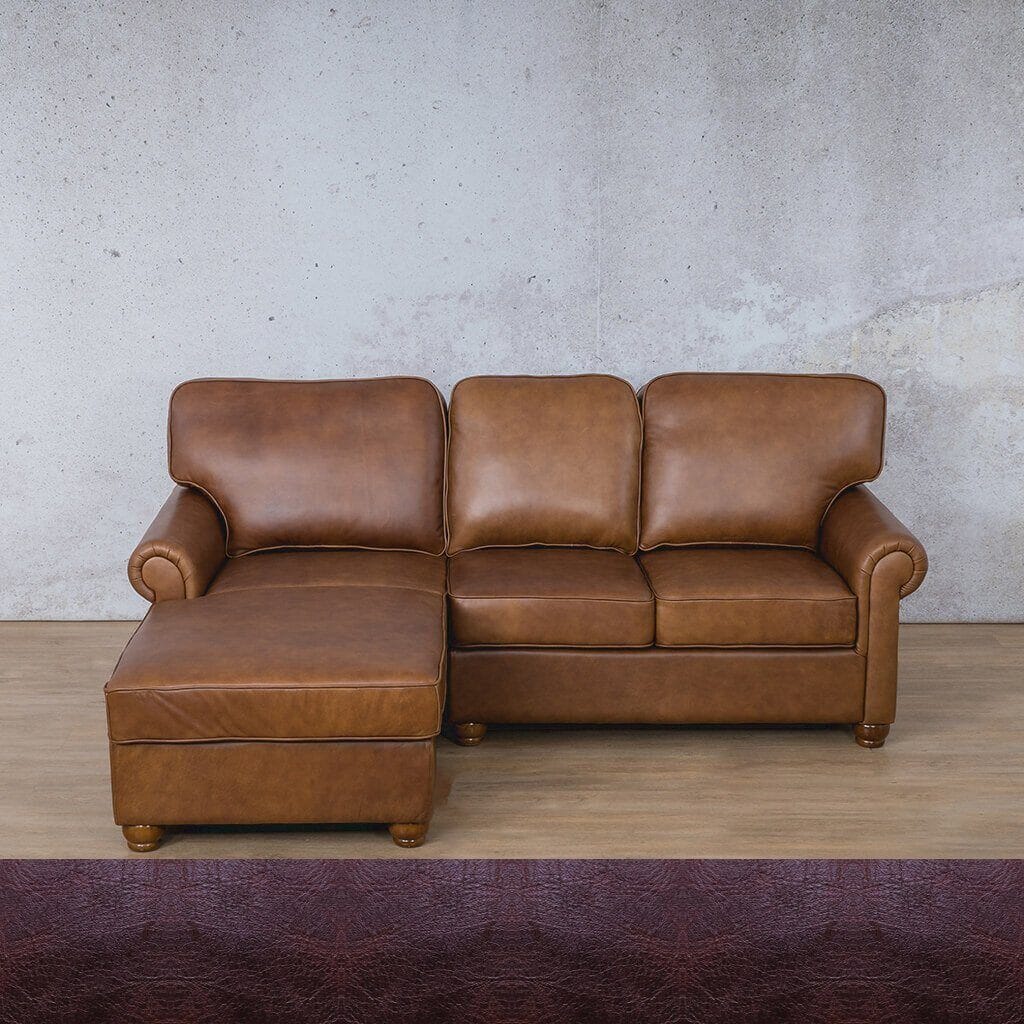 Salisbury Leather Sofa Chaise Sectional - LHF Leather Sectional Leather Gallery Royal Coffee