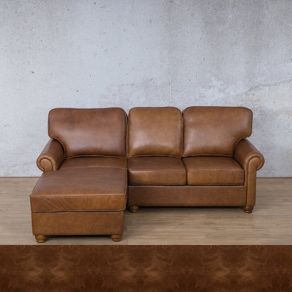 Salisbury Leather Sofa Chaise Sectional - LHF Leather Sectional Leather Gallery Royal Cognac