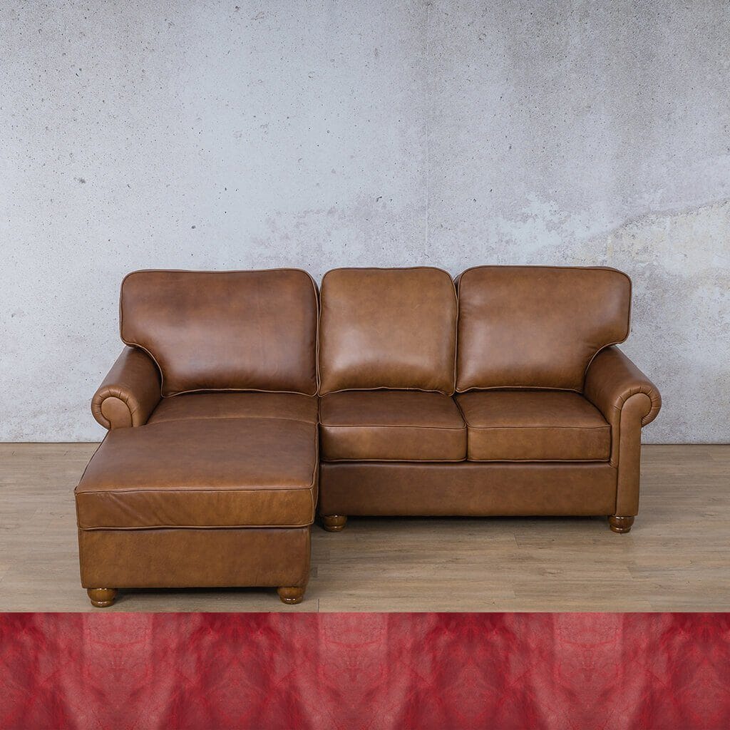Salisbury Leather Sofa Chaise Sectional - LHF Leather Sectional Leather Gallery Royal Ruby