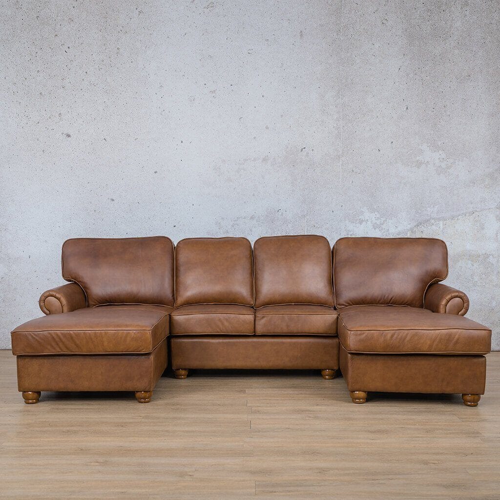 Salisbury Leather Sofa U-Chaise Sectional Leather Sectional Leather Gallery Czar Pecan