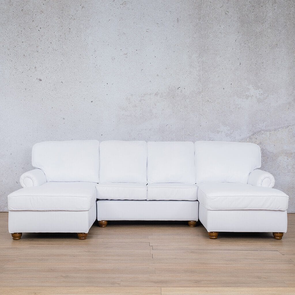 Salisbury Leather Sofa U-Chaise Sectional Leather Sectional Leather Gallery Czar White