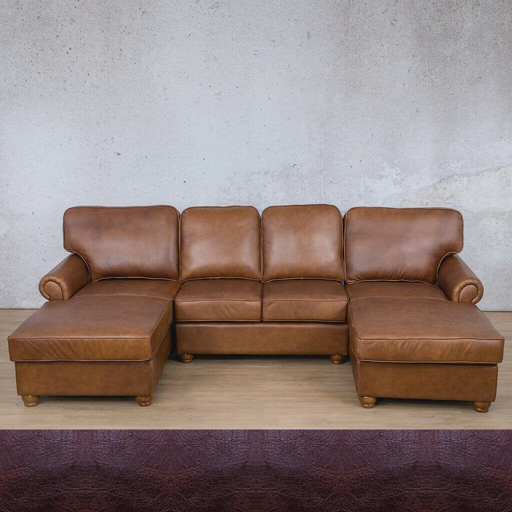Salisbury Leather Sofa U-Chaise Sectional Leather Sectional Leather Gallery Royal Coffee