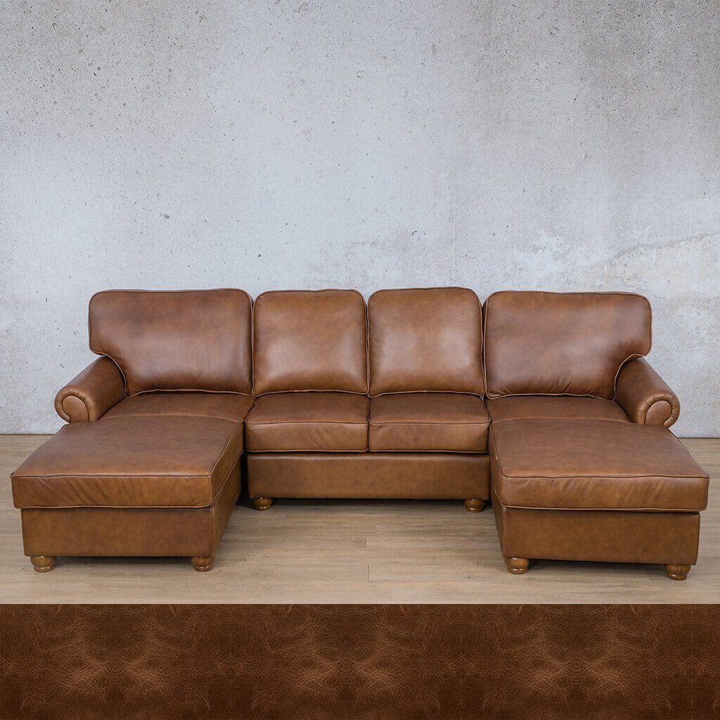 Salisbury Leather Sofa U-Chaise Sectional Leather Sectional Leather Gallery Royal Cognac