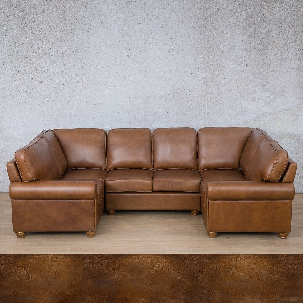 Salisbury Leather U-Sofa Sectional Leather Sectional Leather Gallery Royal Walnut