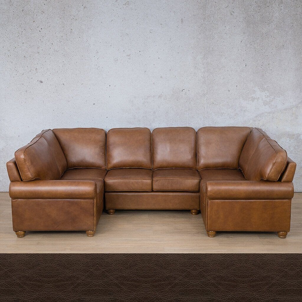 Salisbury Leather U-Sofa Sectional Leather Sectional Leather Gallery Czar Chocolate