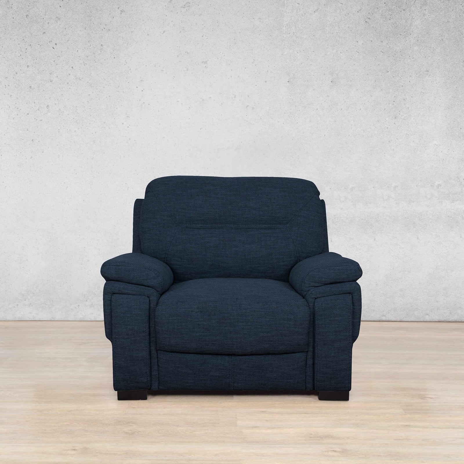 San Lorenze 1 seater fabric couch, shown in a front view in a deep Kenya Navy Blue colour. | couches, couches south africa, fabric couch, single couch, blue couch
