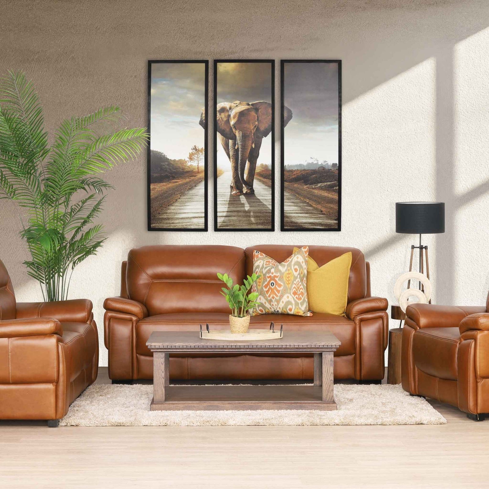 San Lorenze 3 + 2 + 1 Leather Sofa Suite - Leather Sofa-czar-pecan