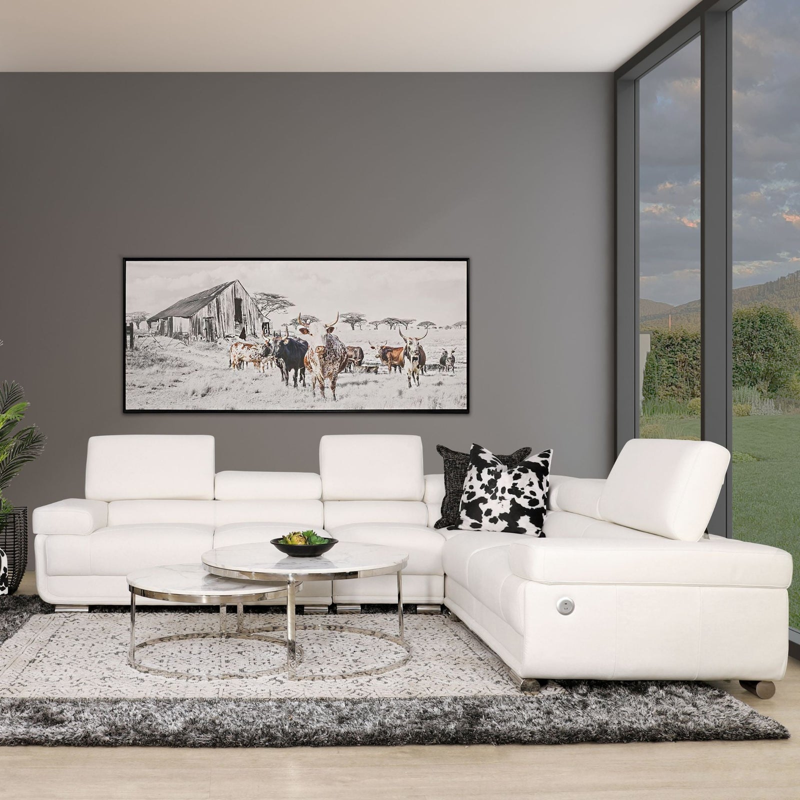 San Miguel L-Sectional - Leather Sectional White