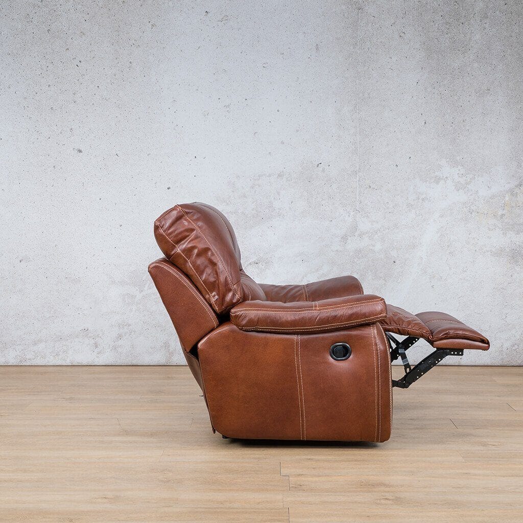 Senora Leather Recliner Chair in Odingo Bark, crafted from strong Radiata Pine for long-lasting durability.