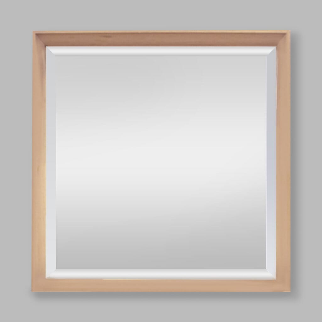 Serena Natural Wood Square Wall Mirror - 543 x 543mm Mirror Leather Gallery Light Brown 543 x 543 mm