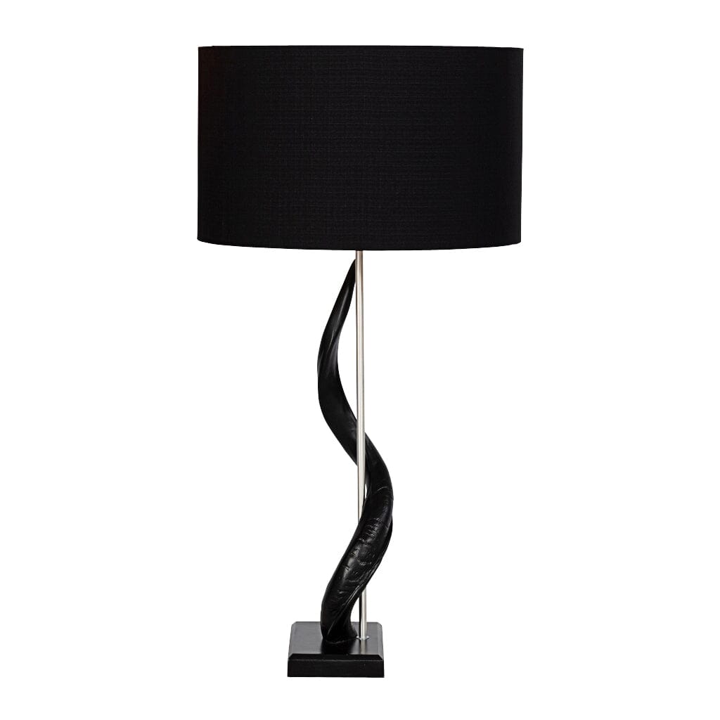 Single Kudu Horn Lamp + Black Shade Lamp Leather Gallery