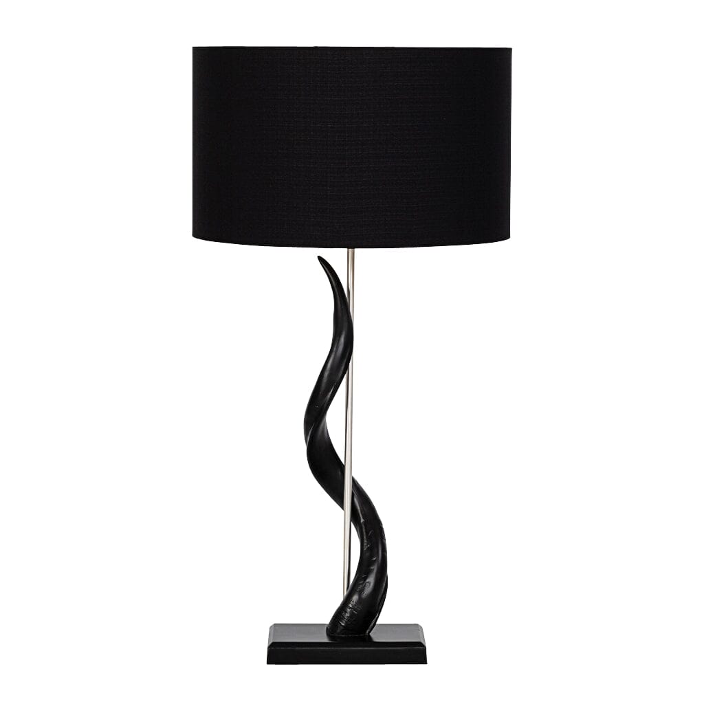 Single Kudu Horn Lamp + Black Shade Lamp Leather Gallery