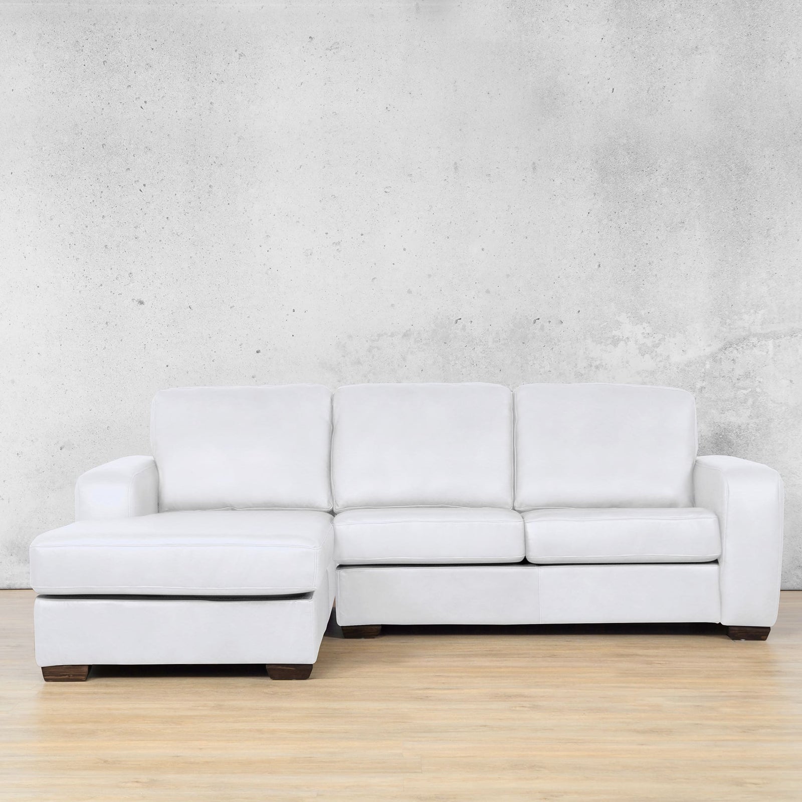 Stanford Leather Sofa Chaise - LHF Leather Sofa Leather Gallery Czar White