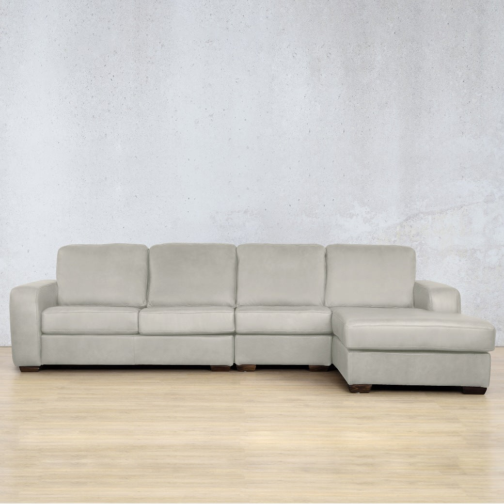 Stanford Leather Modular Sofa Chaise - RHF Fabric Sectional Leather Gallery Manatee Beige