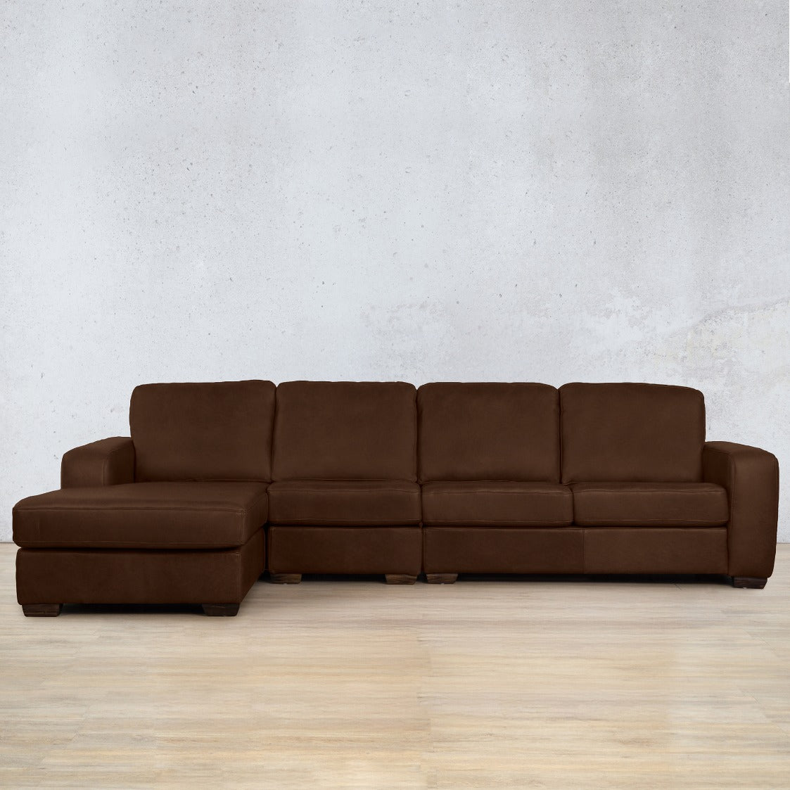 Stanford Leather Modular Sofa Chaise - LHF Leather Sectional Leather Gallery Royal Cognac