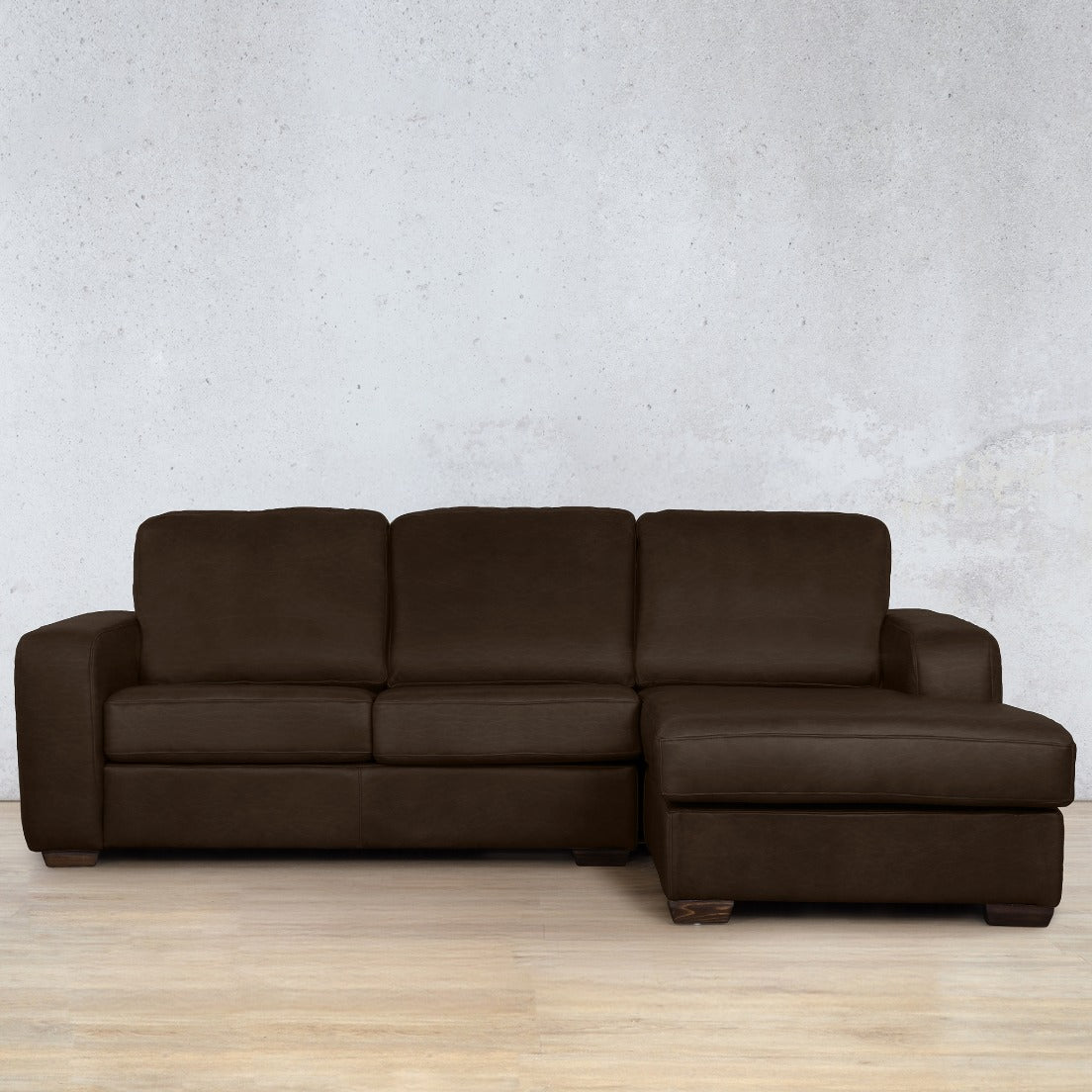 Stanford Chaise Sectional rhf Leather Sofa Czar Chocolate