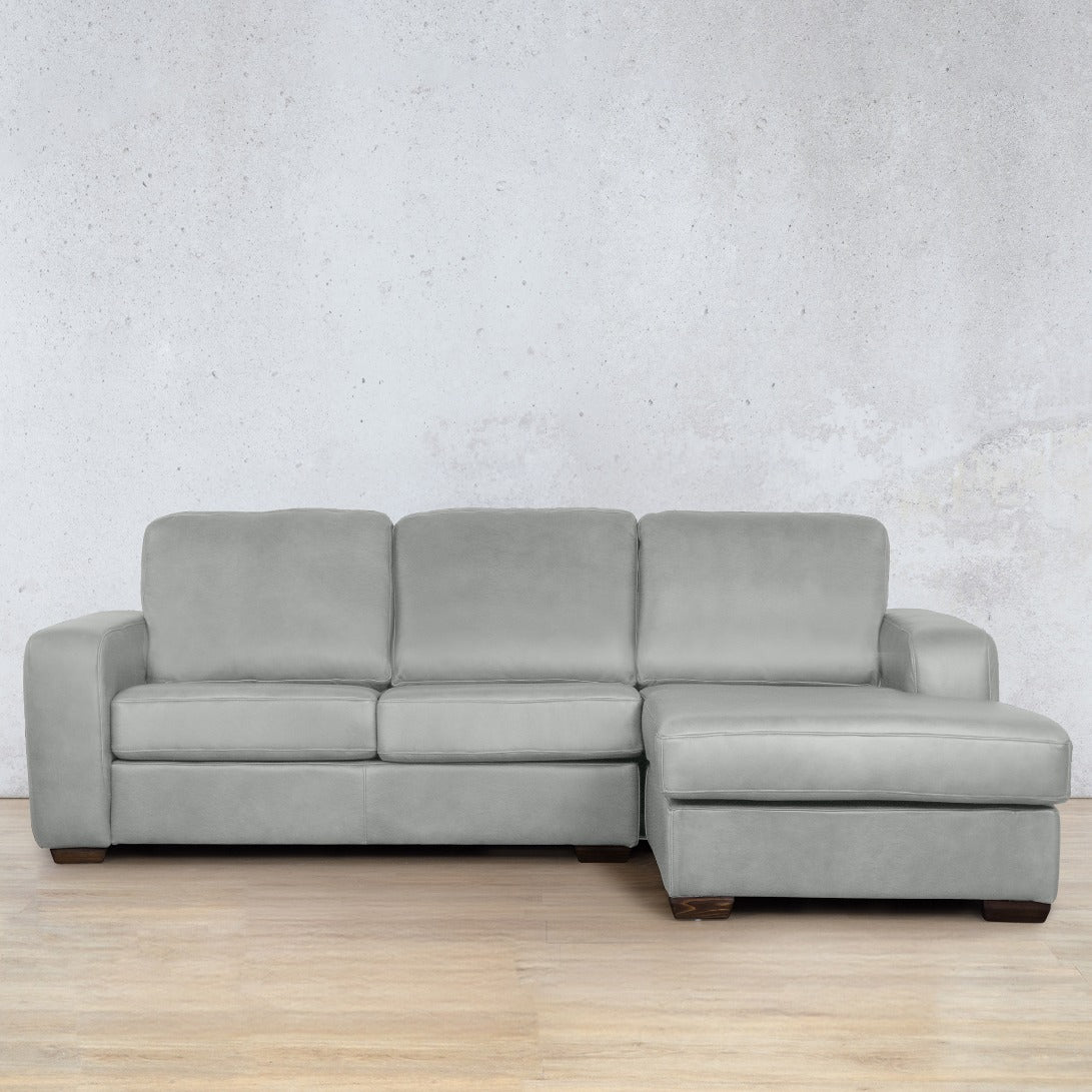 Stanford Leather U-Sofa Chaise - LHF Leather Sectional Leather Gallery Manatee Grey