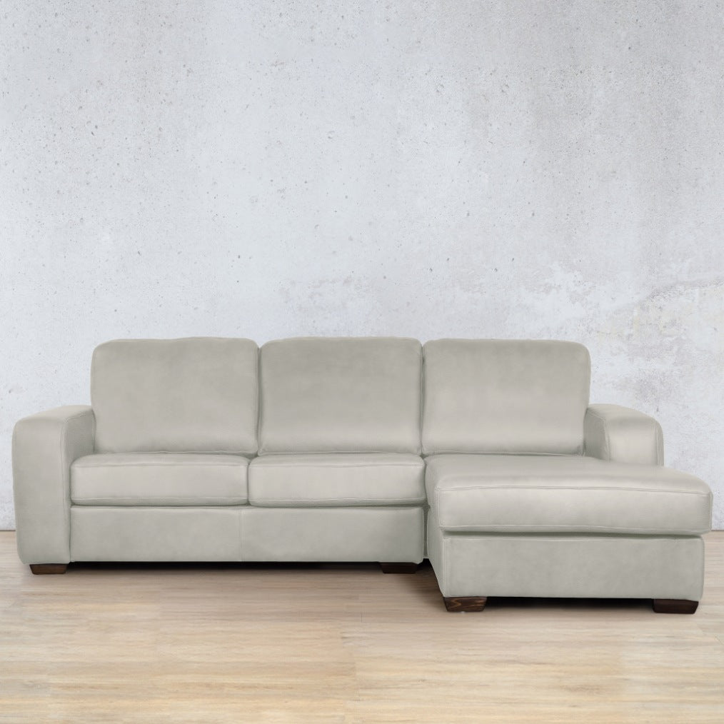 Stanford Chaise Sectional rhf Leather Sofa Manatee Beige