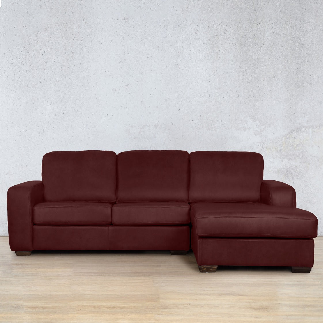 Stanford Leather U-Sofa Chaise - LHF Leather Sectional Leather Gallery Royal Ruby