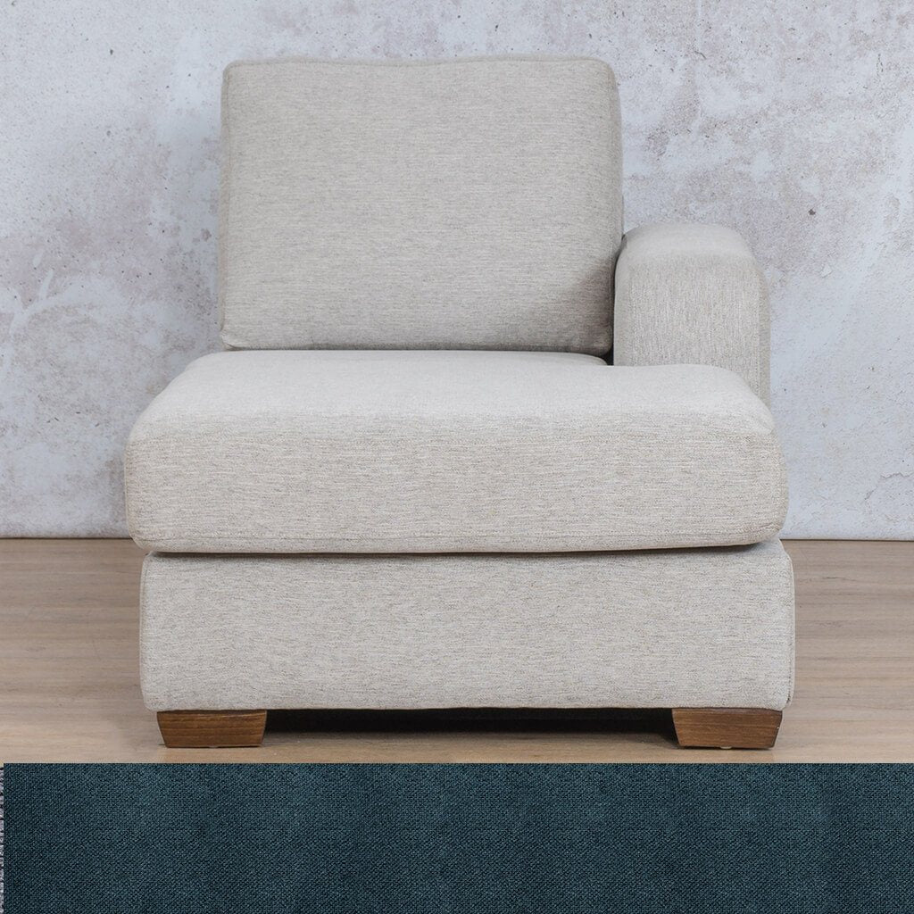 Stanford Fabric Chaise Left Arm Leather Gallery Air Force Blue WAREHOUSE COLLECTION - PINETOWN OR NORTHRIDING Full Foam