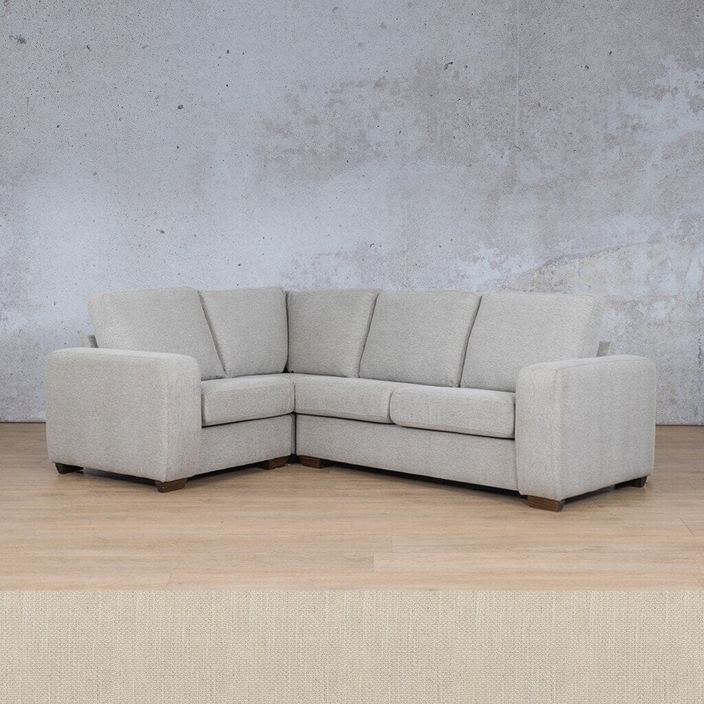 Stanford Fabric L-Sectional 4 Seater - LHF Fabric Sectional Leather Gallery Frost Cream