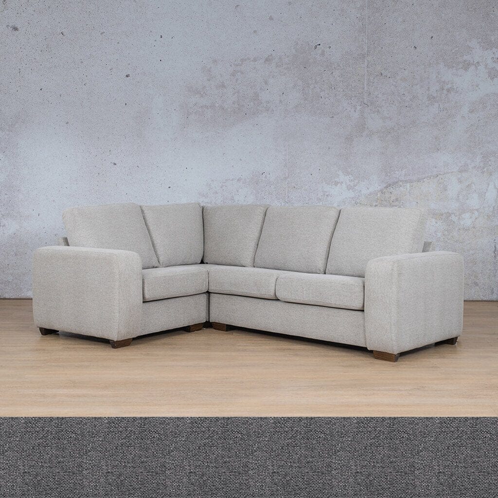 Stanford Fabric L-Sectional 4 Seater - LHF Fabric Sectional Leather Gallery Silver Charm