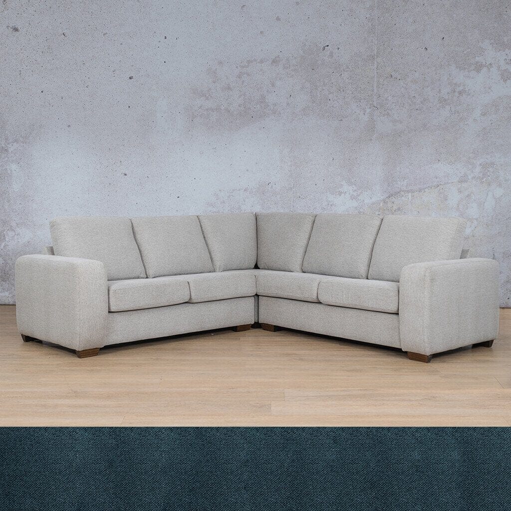 Stanford Fabric L-Sectional 5 Seater Fabric Sectional Leather Gallery Air Force Blue