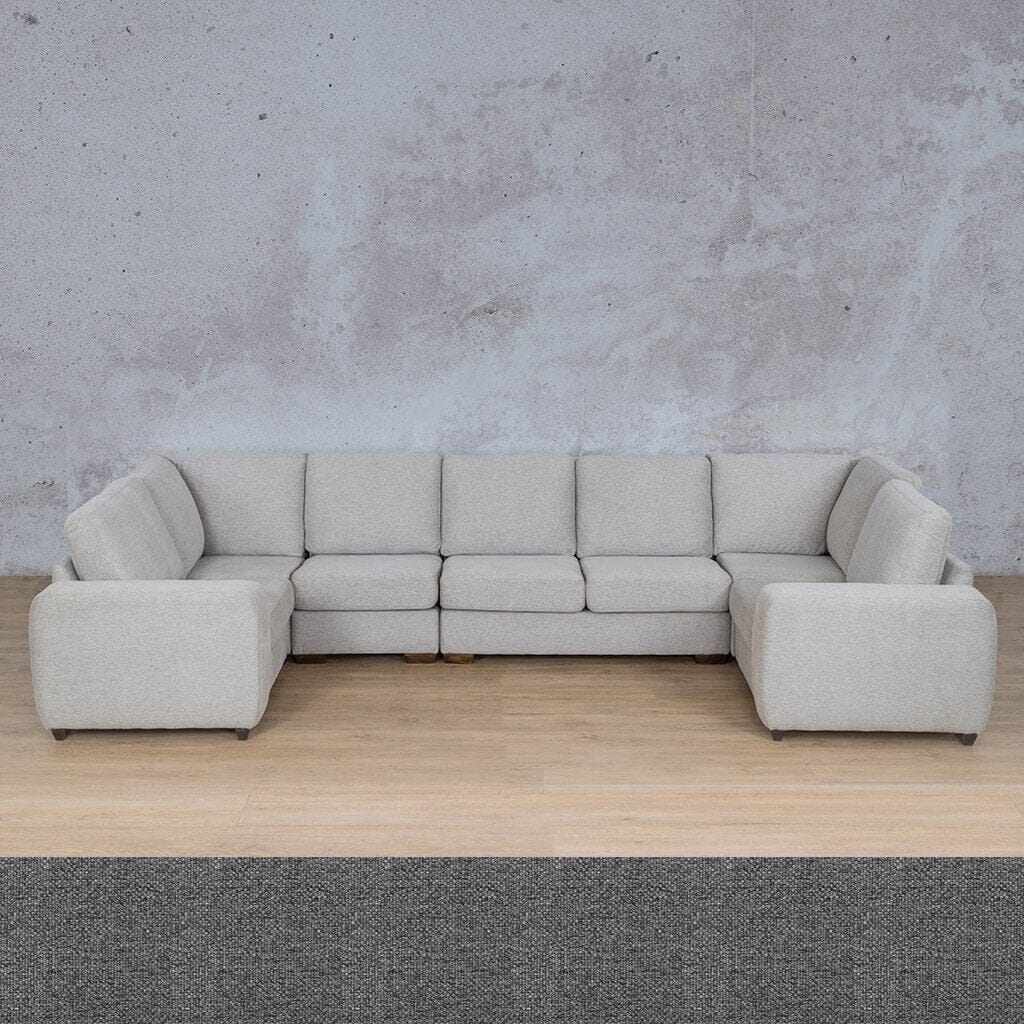 Stanford Fabric Modular U-Sofa Fabric Sofa Leather Gallery Silver Charm