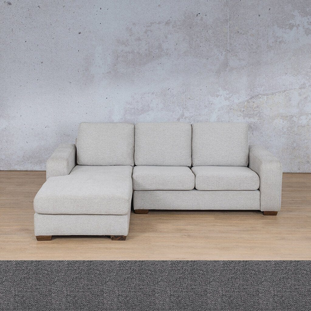 Stanford Fabric Sofa Chaise - LHF Fabric Sofa Leather Gallery Silver Charm