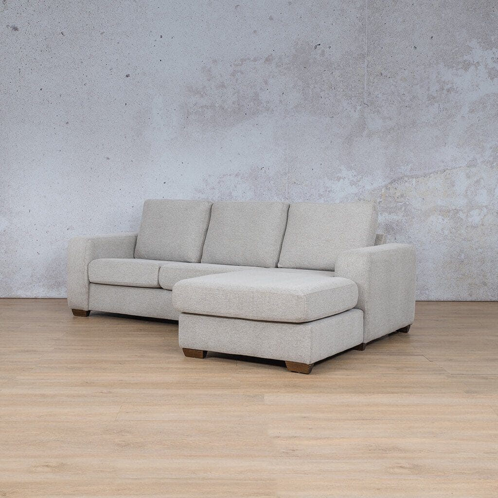 Stanford Fabric Sofa Chaise - RHF Fabric Sofa Leather Gallery Pebble