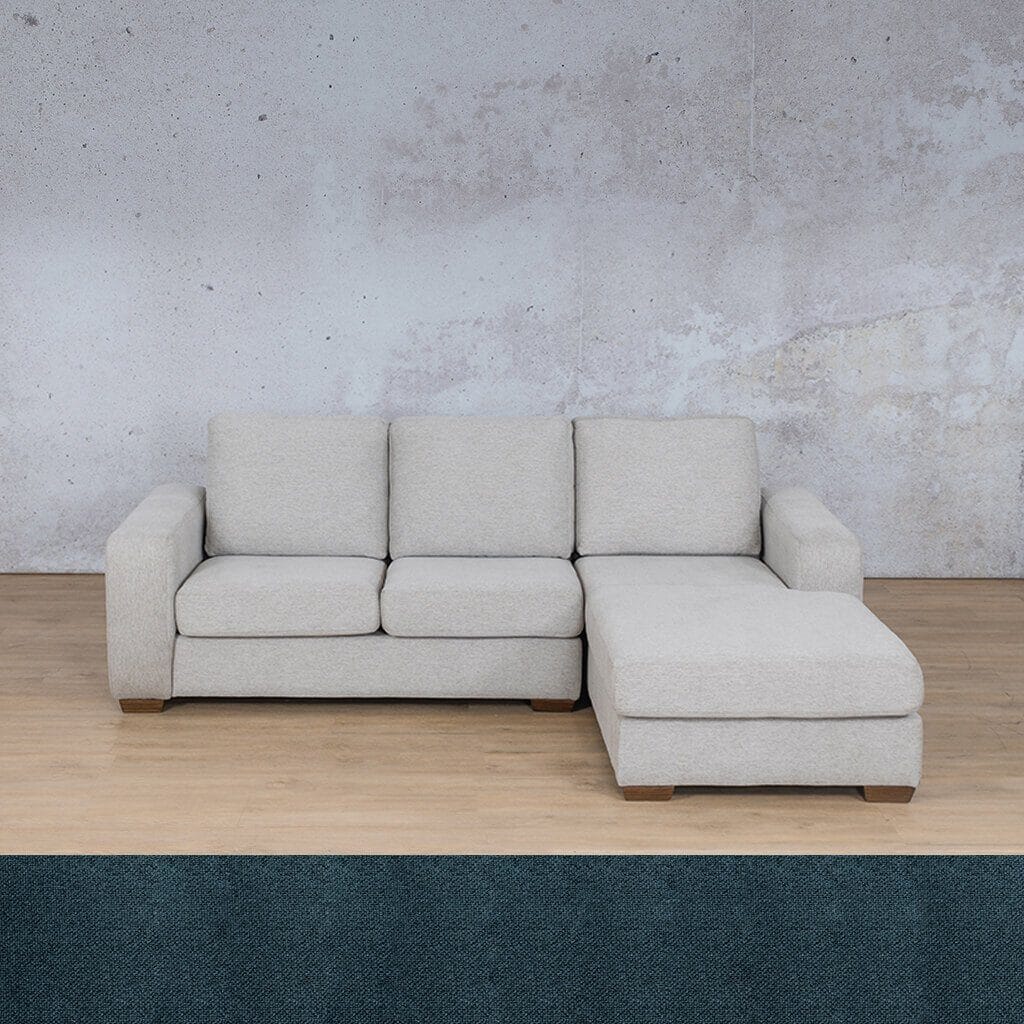 Stanford Fabric Sofa Chaise - RHF Fabric Sofa Leather Gallery Air Force Blue
