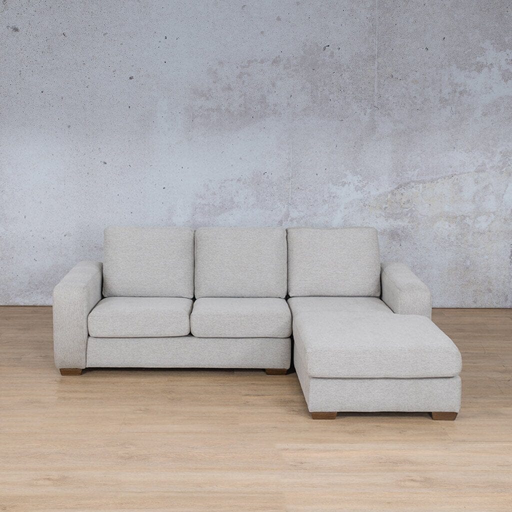 Stanford Fabric Sofa Chaise - RHF Fabric Sofa Leather Gallery Pebble
