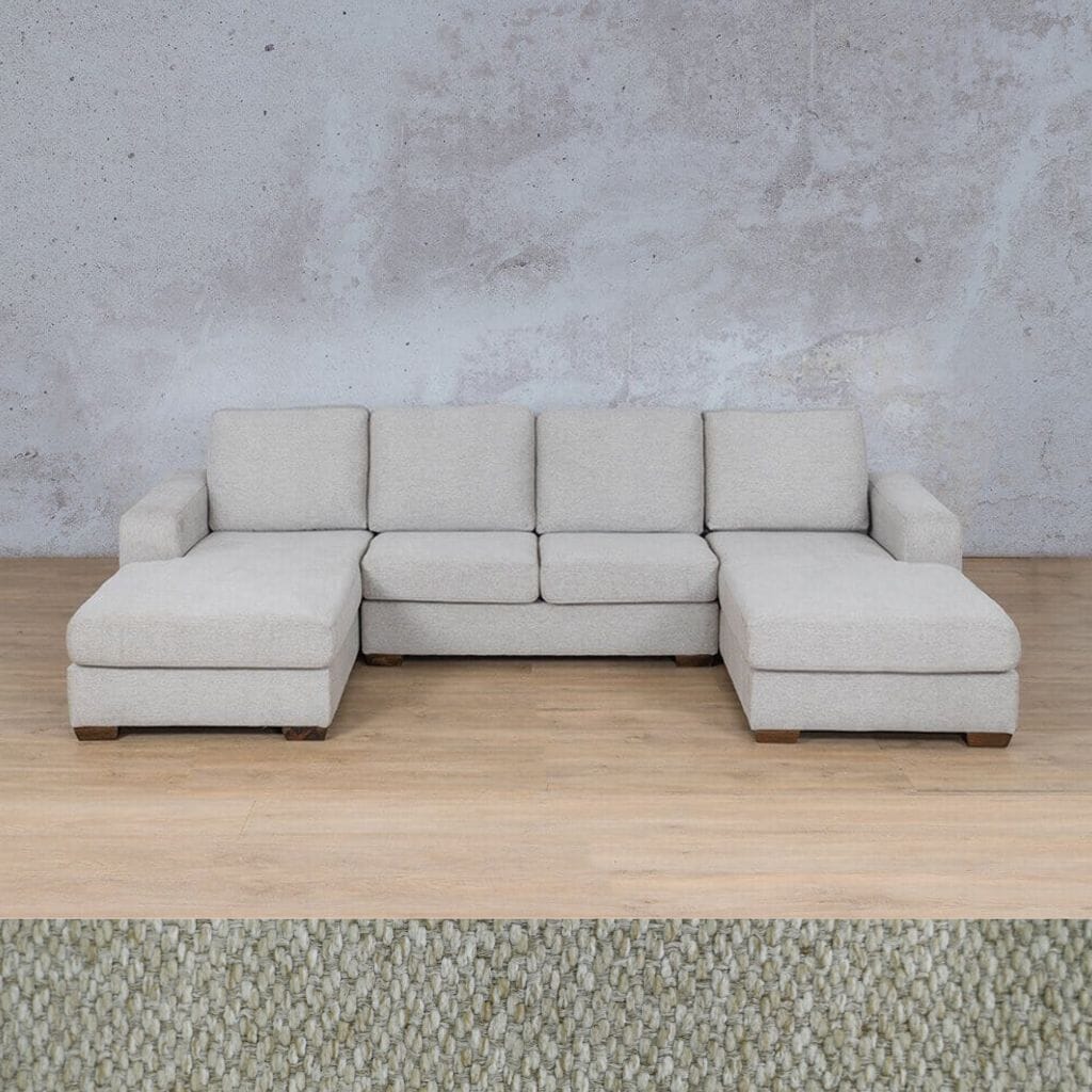 Stanford Fabric U-Chaise Fabric Sofa Leather Gallery Kenya Beige