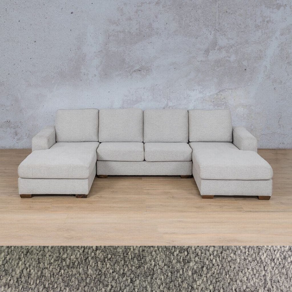 Stanford Fabric U-Chaise Fabric Sofa Leather Gallery Kenya Grey